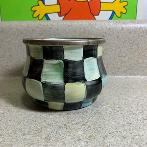 MacKenzie-Childs Checkered Pot - Black, White, Cream